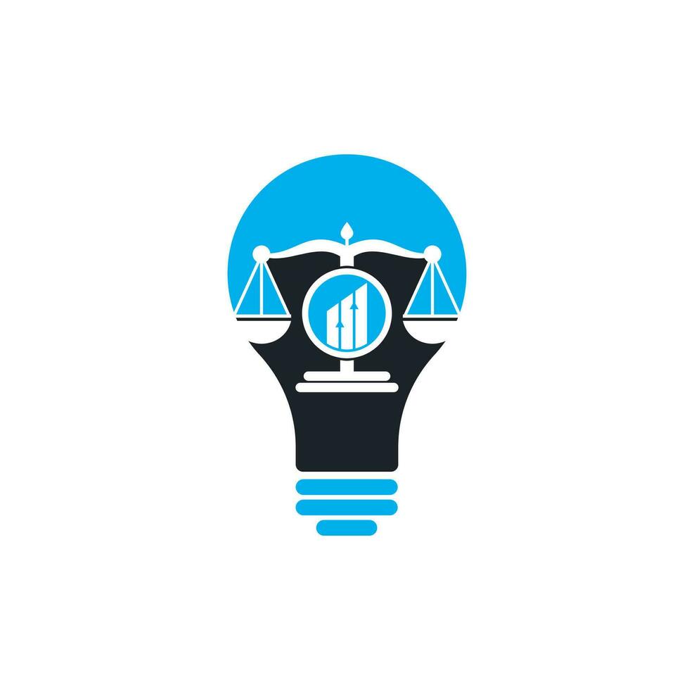 gerechtigheid financiën lamp vorm logo vector sjabloon. creatief wet firma met diagram logo ontwerp concepten