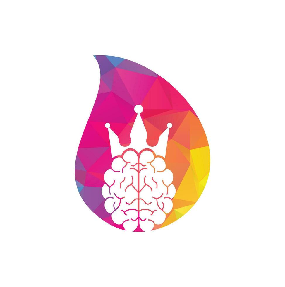 kroon hersenen laten vallen vorm logo icoon ontwerp. slim koning vector logo ontwerp. menselijk hersenen met kroon icoon ontwerp.