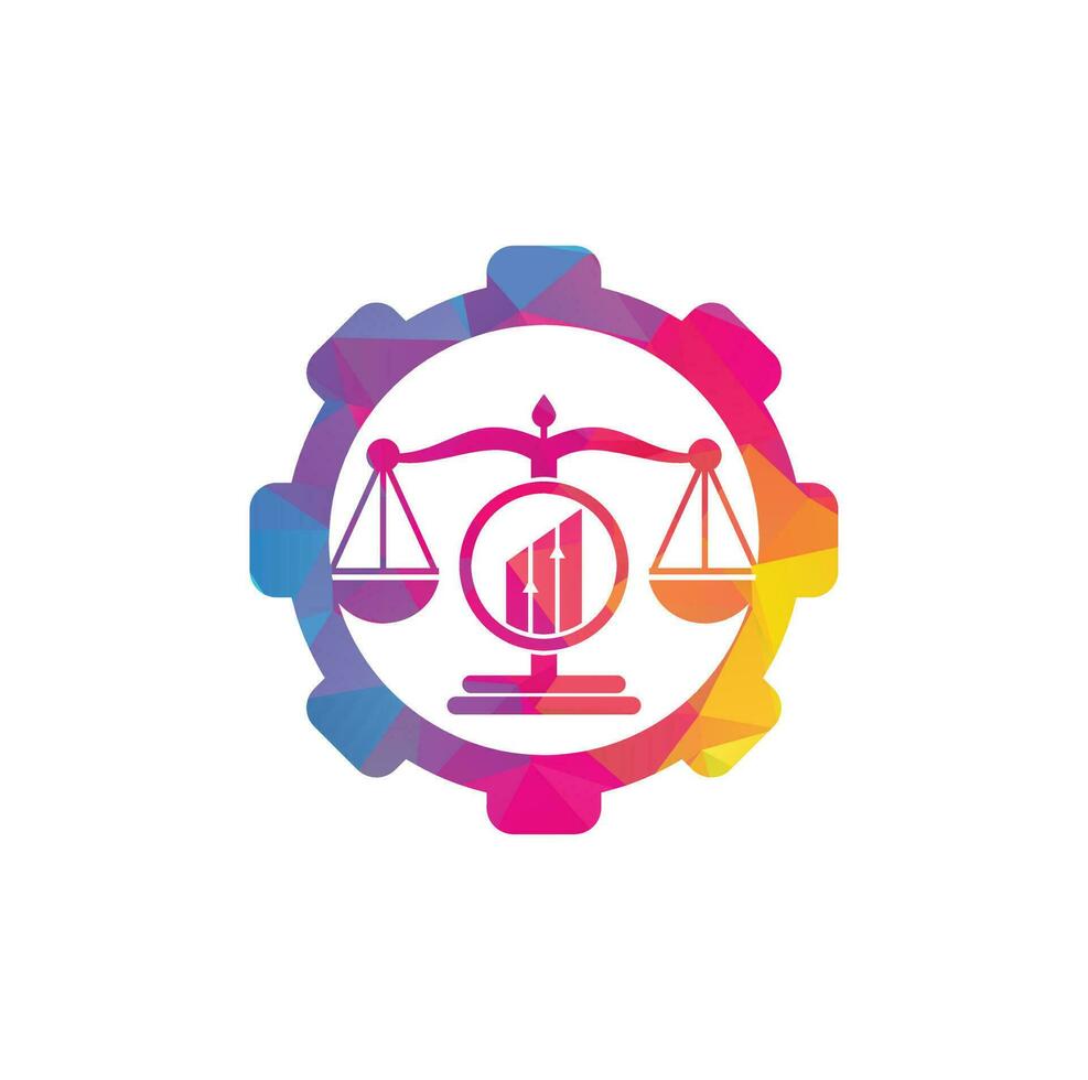 gerechtigheid financiën wiel vorm logo vector sjabloon. creatief wet firma met diagram logo ontwerp concepten