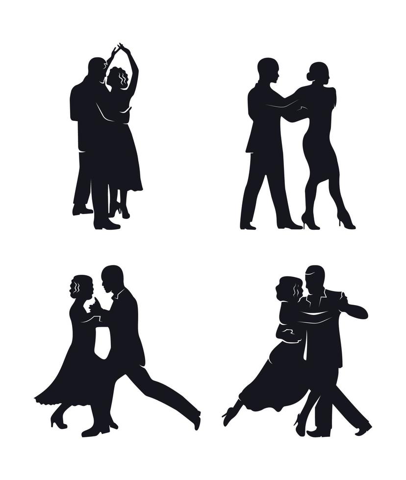 tango dansers silhouetten reeks vector