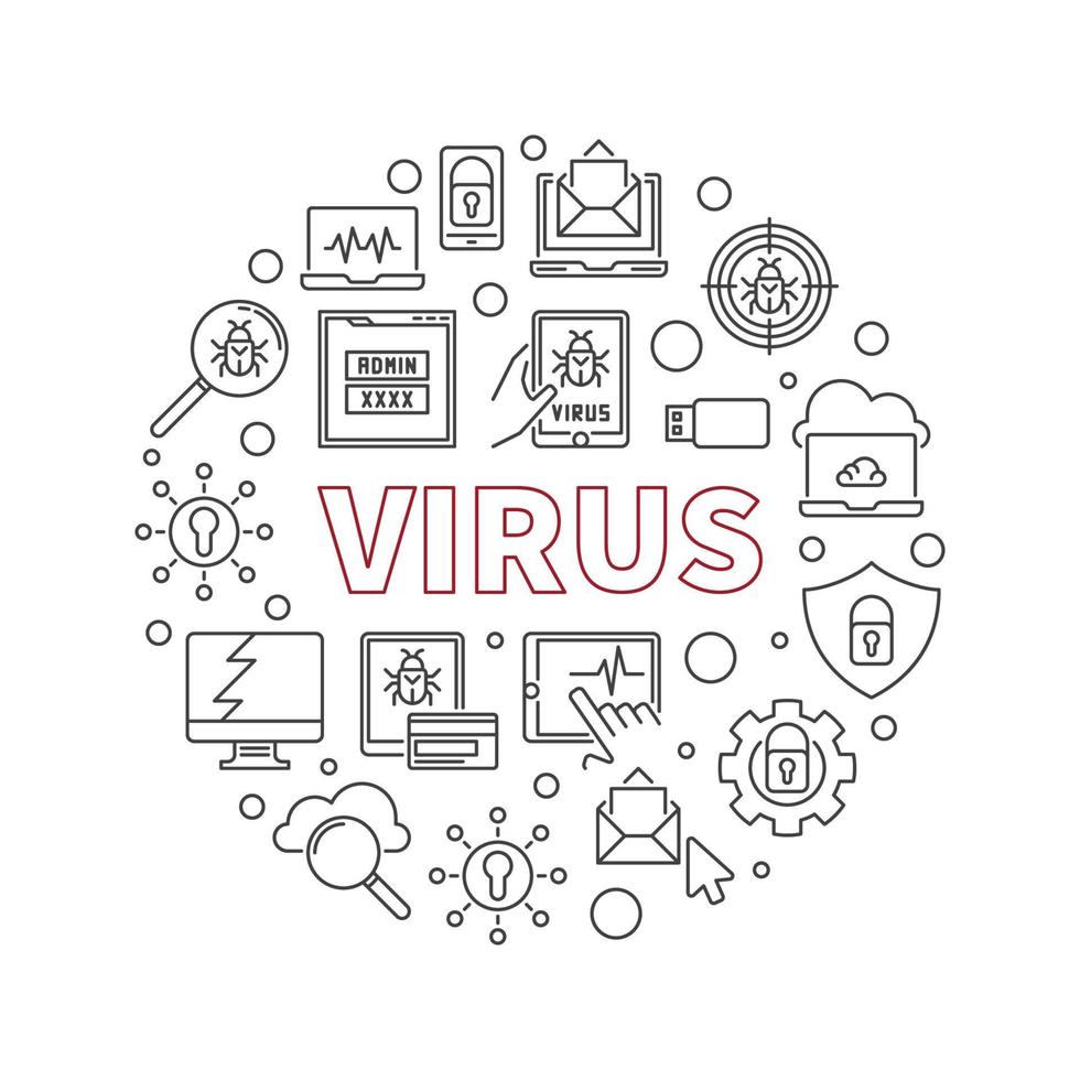 virus vector ronde computer technologie schets illustratie