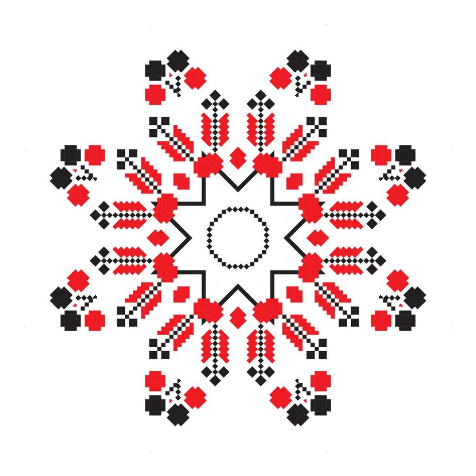 etnisch ornament mandala meetkundig patronen in rood kleur vector