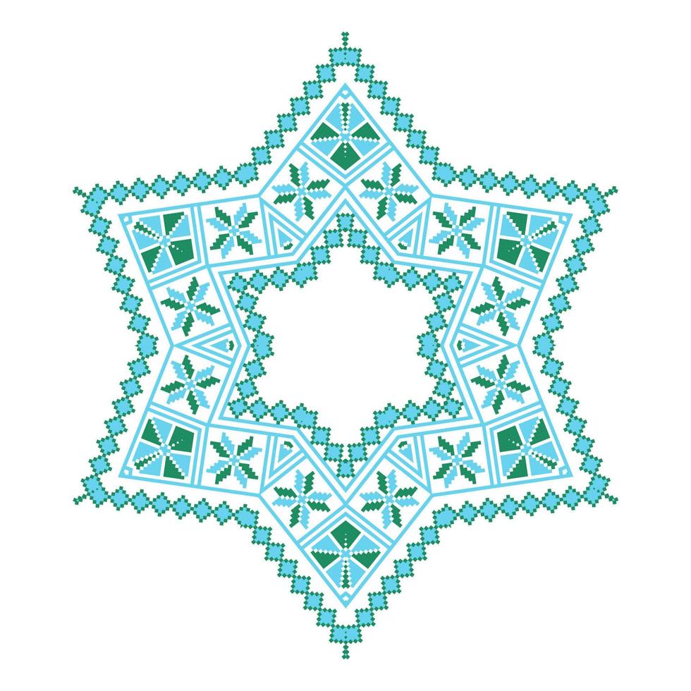etnisch ornament mandala meetkundig patronen in blauw en groen kleuren vector