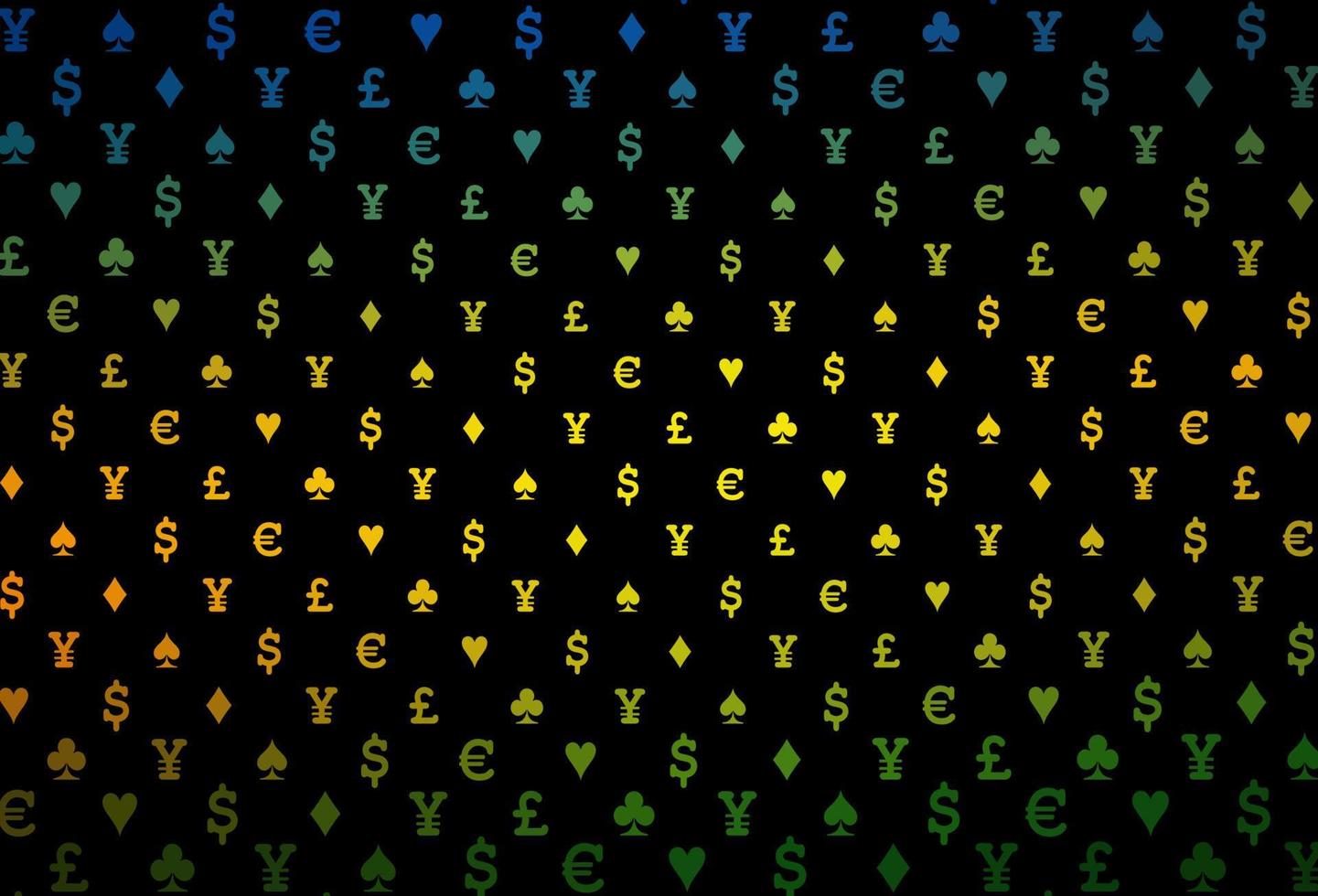 donkergroene vectordekking met symbolen van gokken. vector