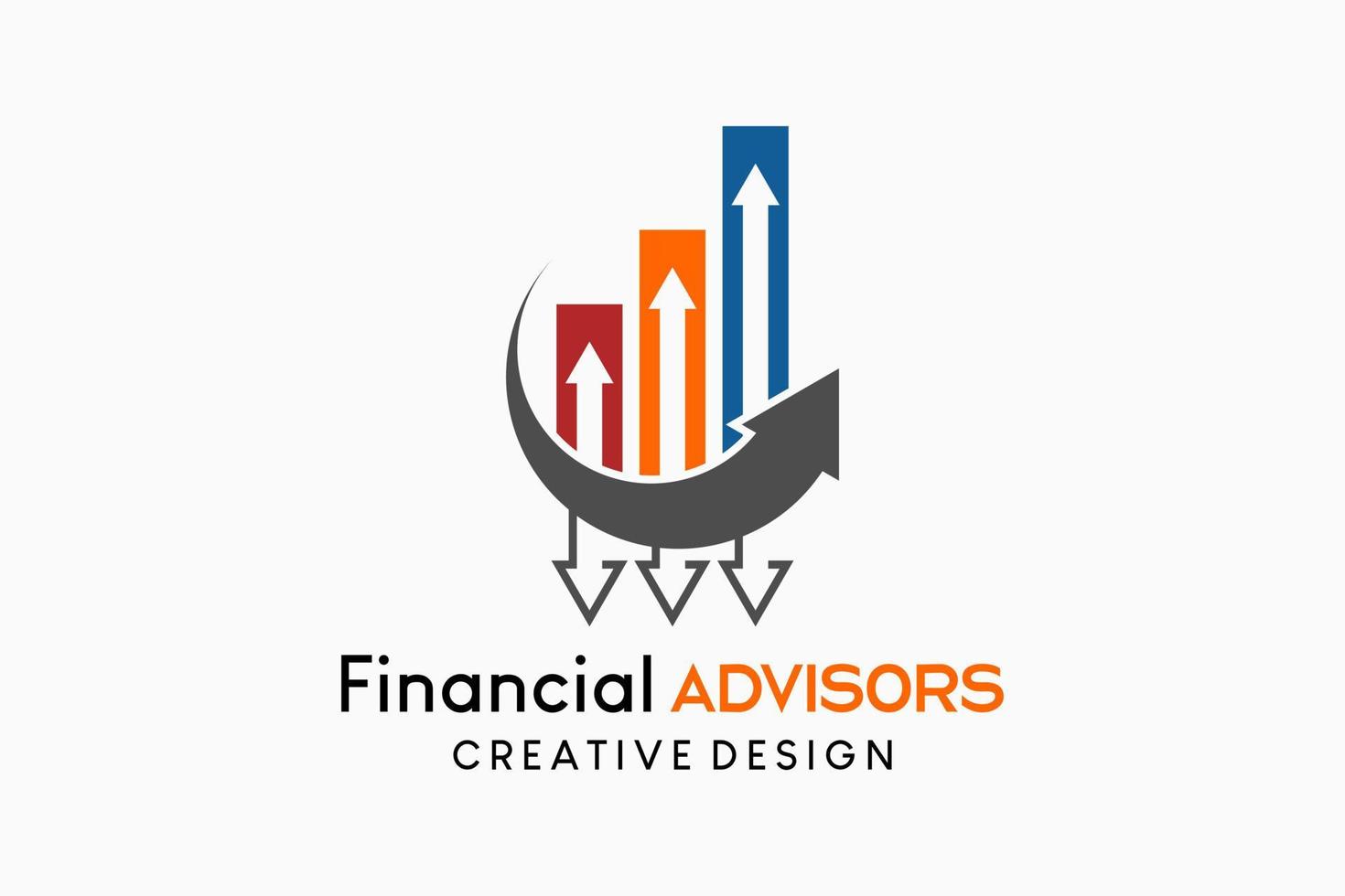 financieel adviseur of financieel bedrijf logo ontwerp, vector illustratie van diagram icoon gecombineerd met pijlen in creatief concept