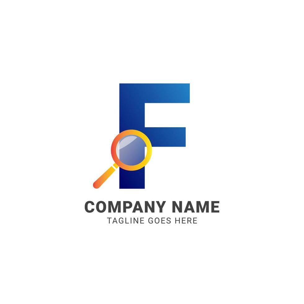 brief f vergroten glas bedrijf logo vector ontwerp element