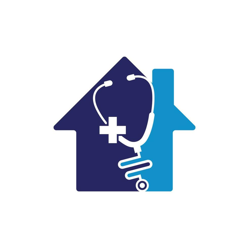 stethoscoop kruis huis vorm logo ontwerp. medisch Gezondheid vector Gezondheid logo met kruis en stethoscoop icoon symbool.