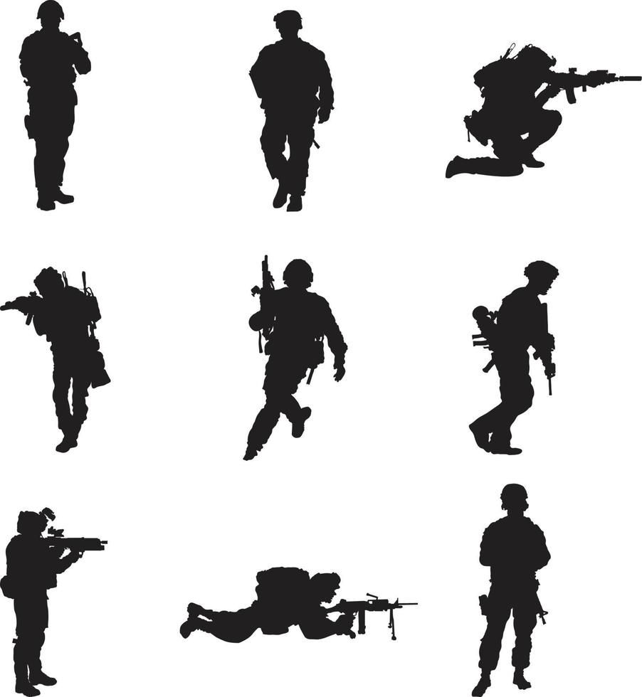 een vector silhouet verzameling van soldaten voor artwork composities.