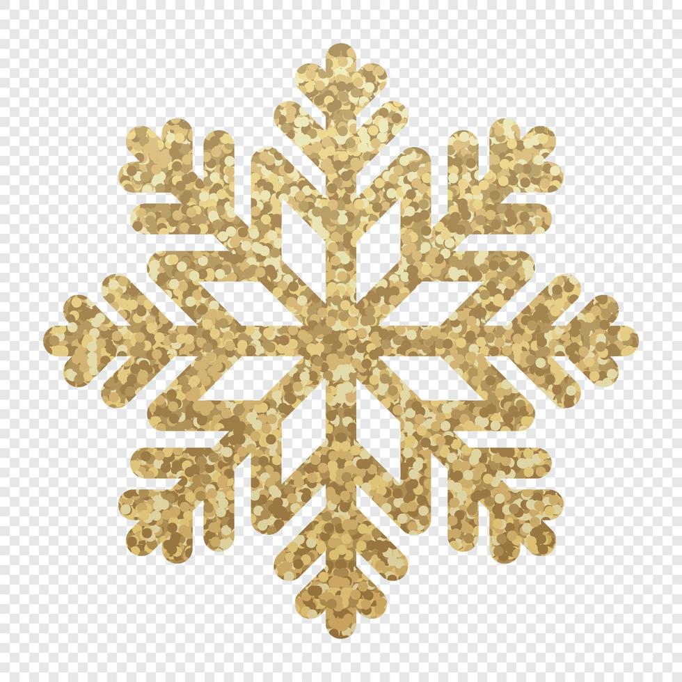 gouden schitteren gedekt sneeuwvlok. sneeuwvlok gemaakt van gouden schitteren. goud schitteren structuur sneeuwvlok. vector illustratie