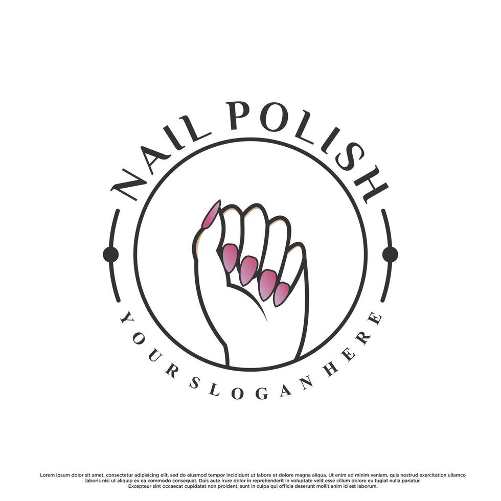 nagel kunst of nagel Pools voor schoonheid logo ontwerp met uniek concept premie vector
