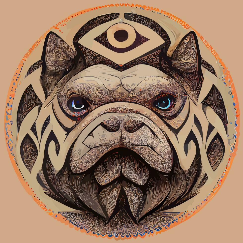 illustratie vector van bulldog in tribal hand- trek stijl, beeld voor afdrukken Aan overhemd