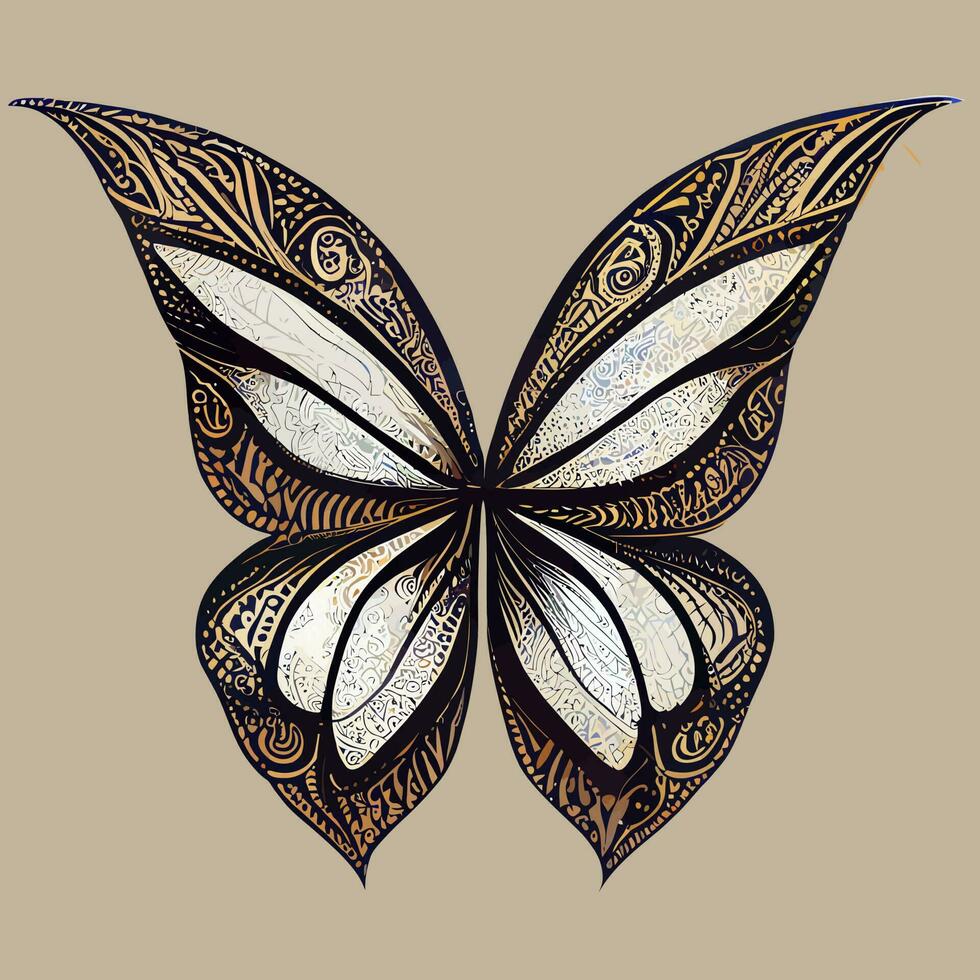 illustratie vector grafisch van bruin vlinder hand- getrokken elegant decoratief ontwerp elementen tribal voor tatoeëren of prints posters muur kunst vinyl stickers, vector