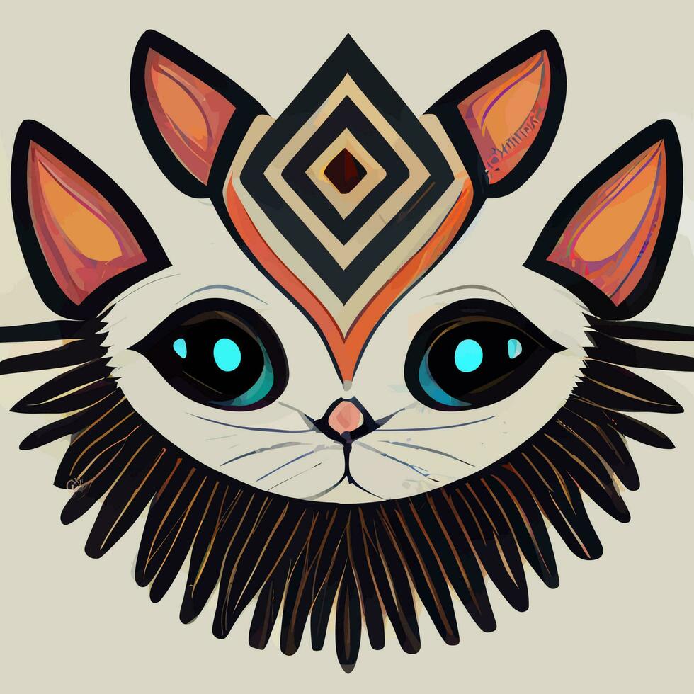 illustratie vector van schattig kat in tribal hand- trek stijl, beeld voor het drukken Aan overhemd