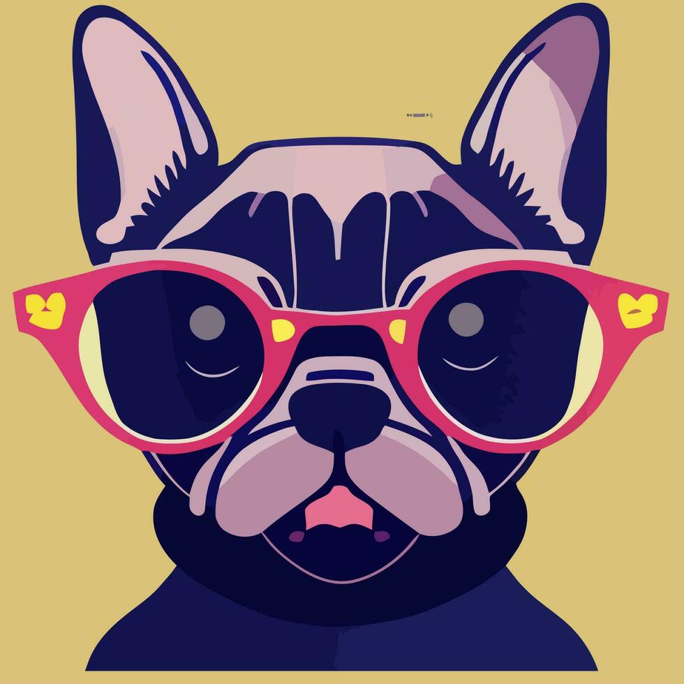 illustratie vector grafisch van kleurrijk Frans bulldog vervelend zonnebril geïsoleerd mooi zo voor logo, icoon, mascotte, afdrukken of aanpassen uw ontwerp