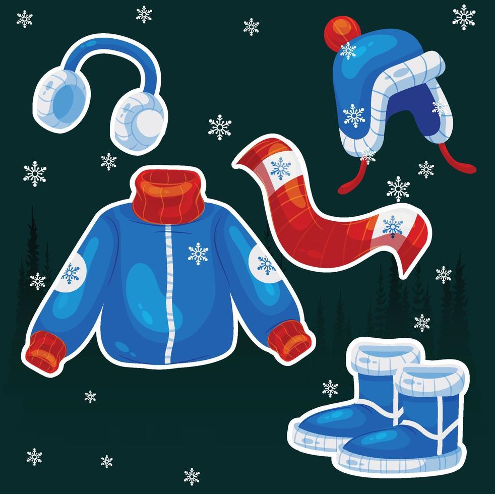 vlak ontwerp winter kleren essentials vector