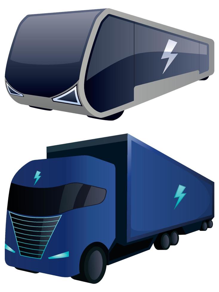 elektrisch vrachtauto en bus Aan wit vector