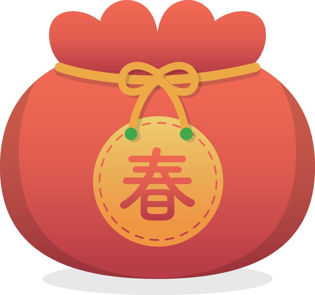 elementen van Chinese nieuw jaar zak met geld, cultuur en traditie, viering festival, vector tekenfilm stijl