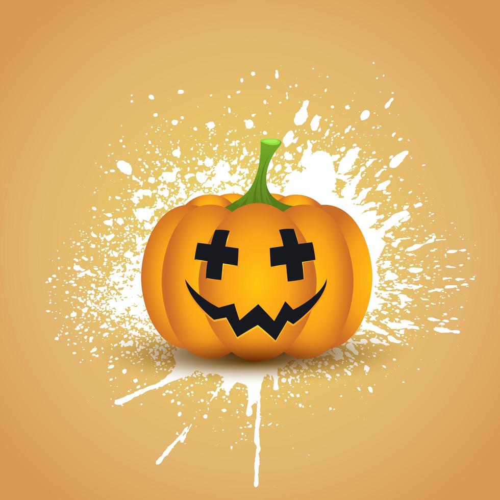 Halloween pompoen op een grunge splatter achtergrond vector