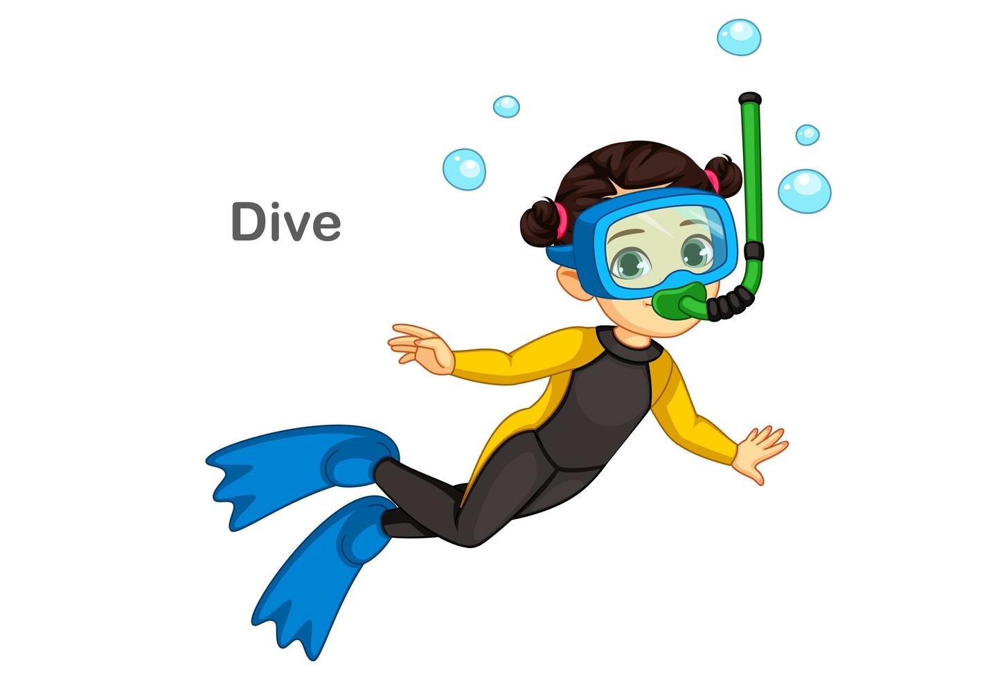 schattig klein meisje duiken vector