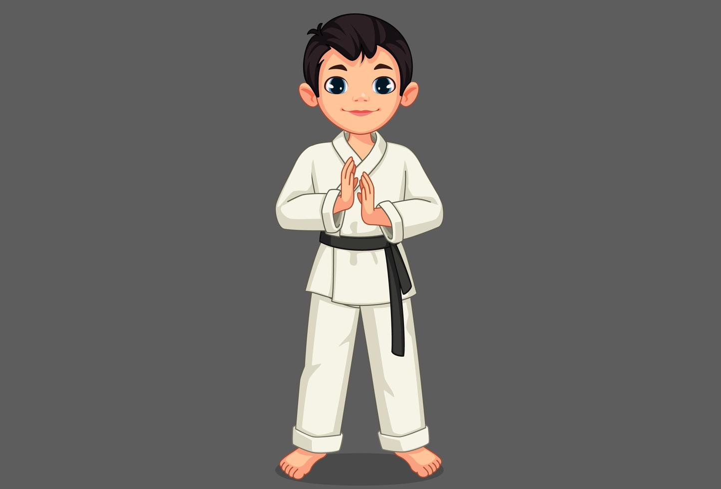 schattige kleine karate jongen in staande pose vector