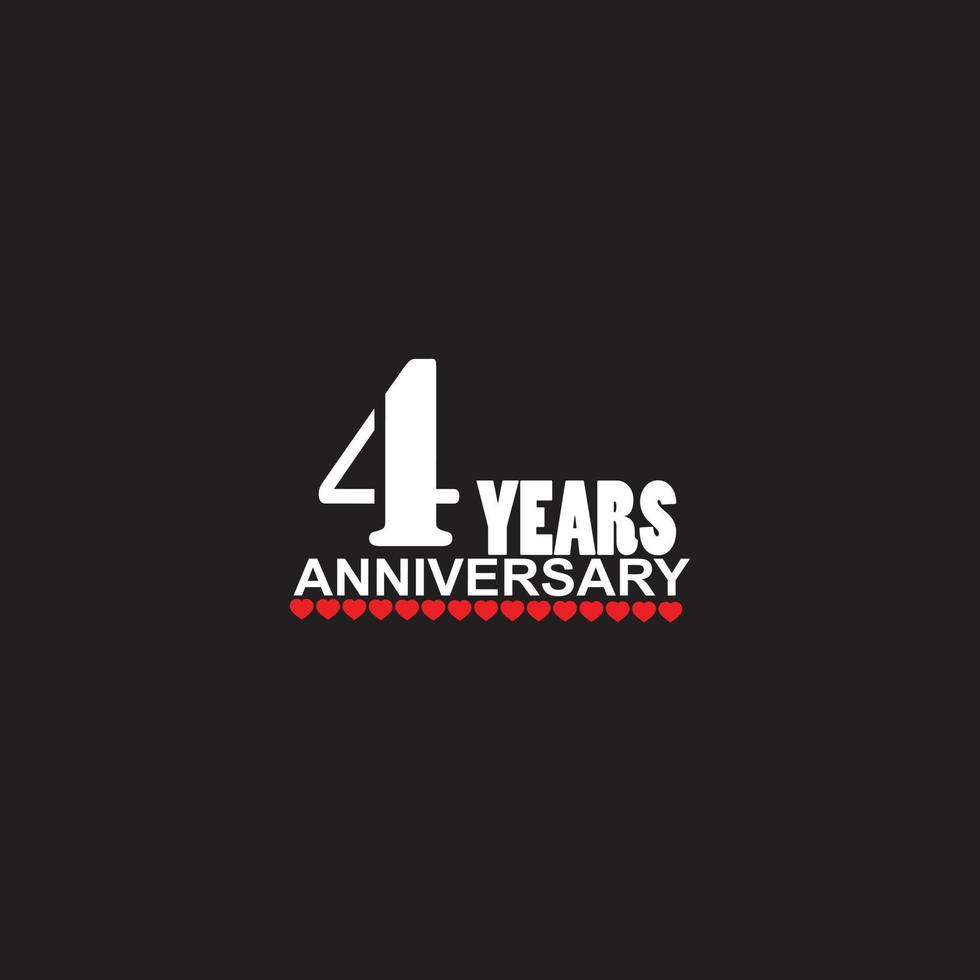 4 jaren verjaardag viering logo, hand- belettering, 4 jaar teken, groet kaart vector