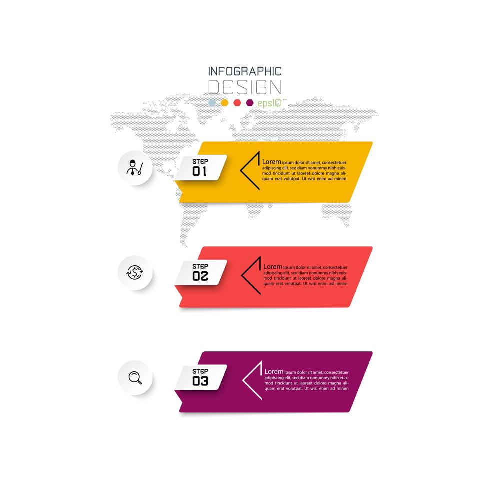 modern 3-stappen infographic sjabloonontwerp vector