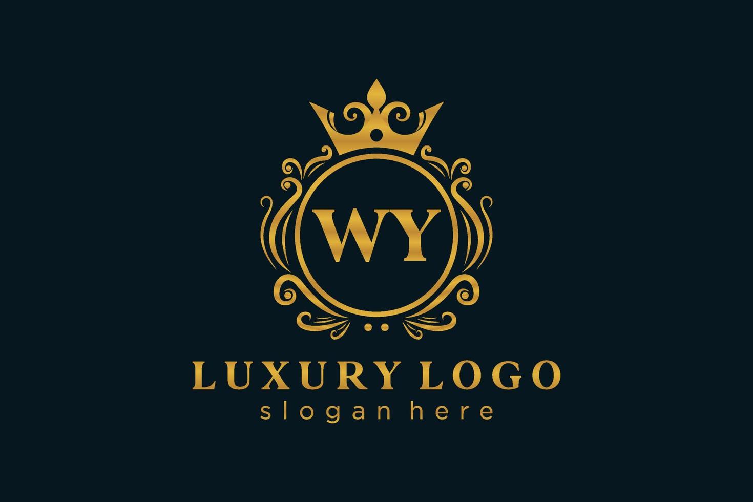 eerste wy brief Koninklijk luxe logo sjabloon in vector kunst voor restaurant, royalty, boetiek, cafe, hotel, heraldisch, sieraden, mode en andere vector illustratie.