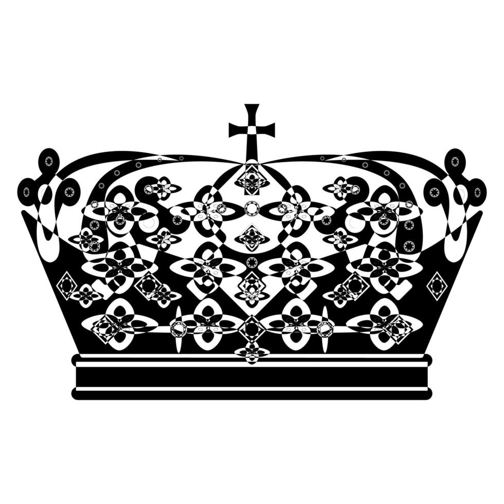 kroon in lijn kunst stijl. klassiek Koninklijk symbool. schets vector illustratie geïsoleerd Aan wit achtergrond.