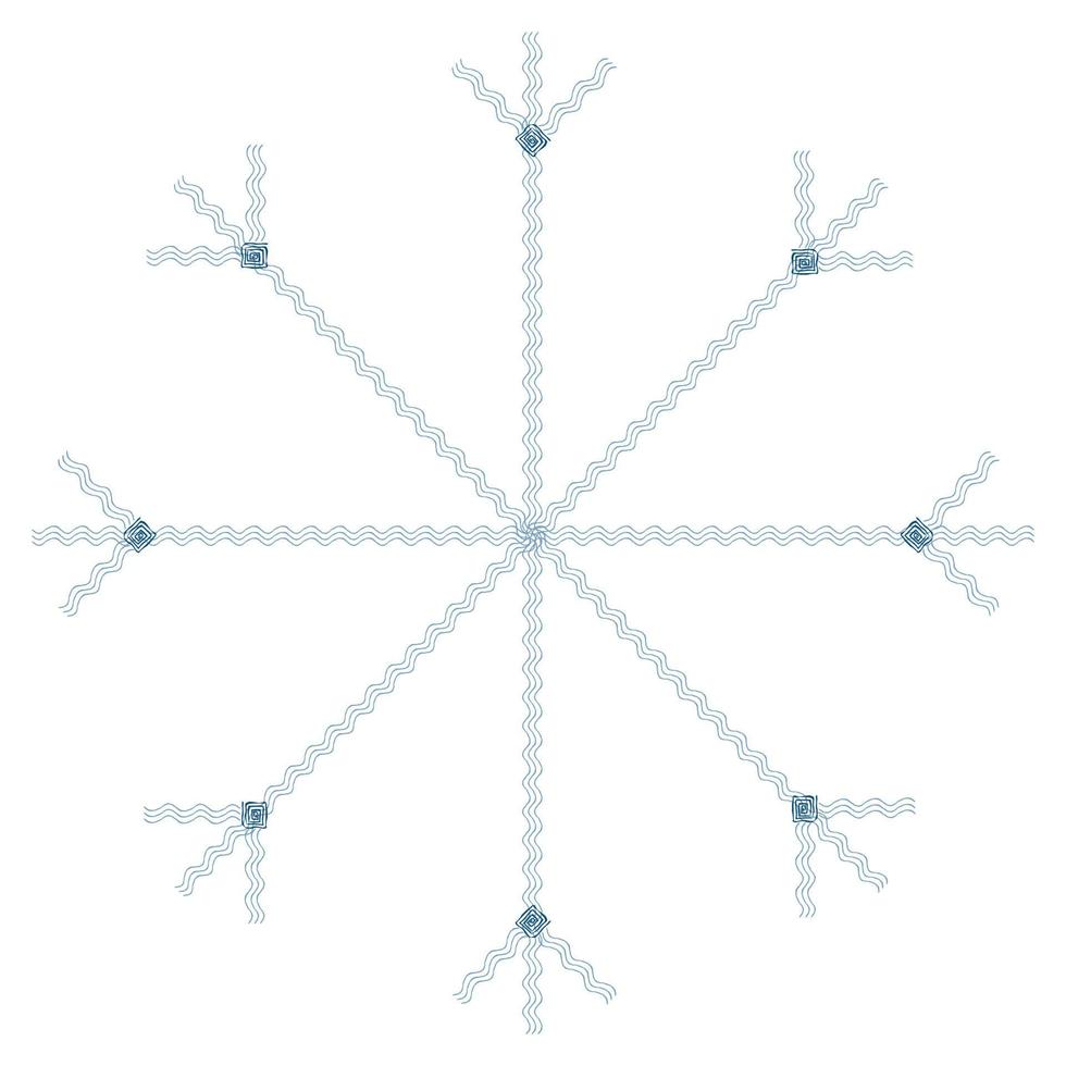abstract sneeuwvlok met golvend gevormde lijnen in modieus winters tinten blauw. icoon. isoleren vector