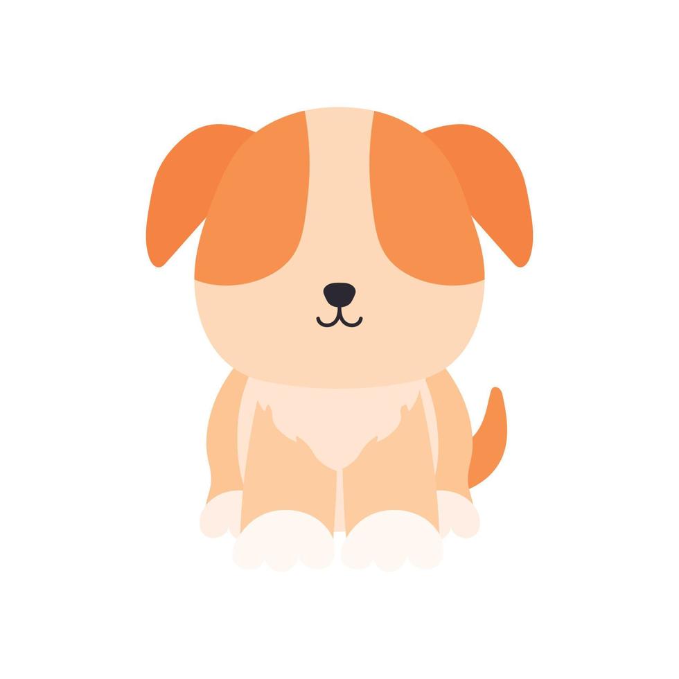 schattig weinig puppy hond zittend huisdier dier in geanimeerd tekenfilm vector illustratie