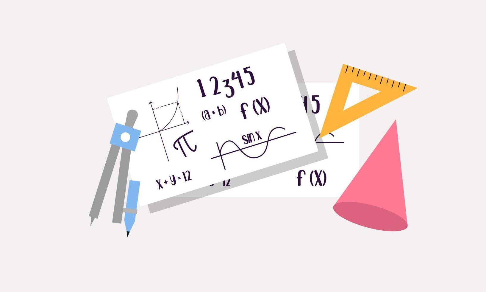 tekenfilm wiskunde elementen achtergrond, onderwijs logo vector
