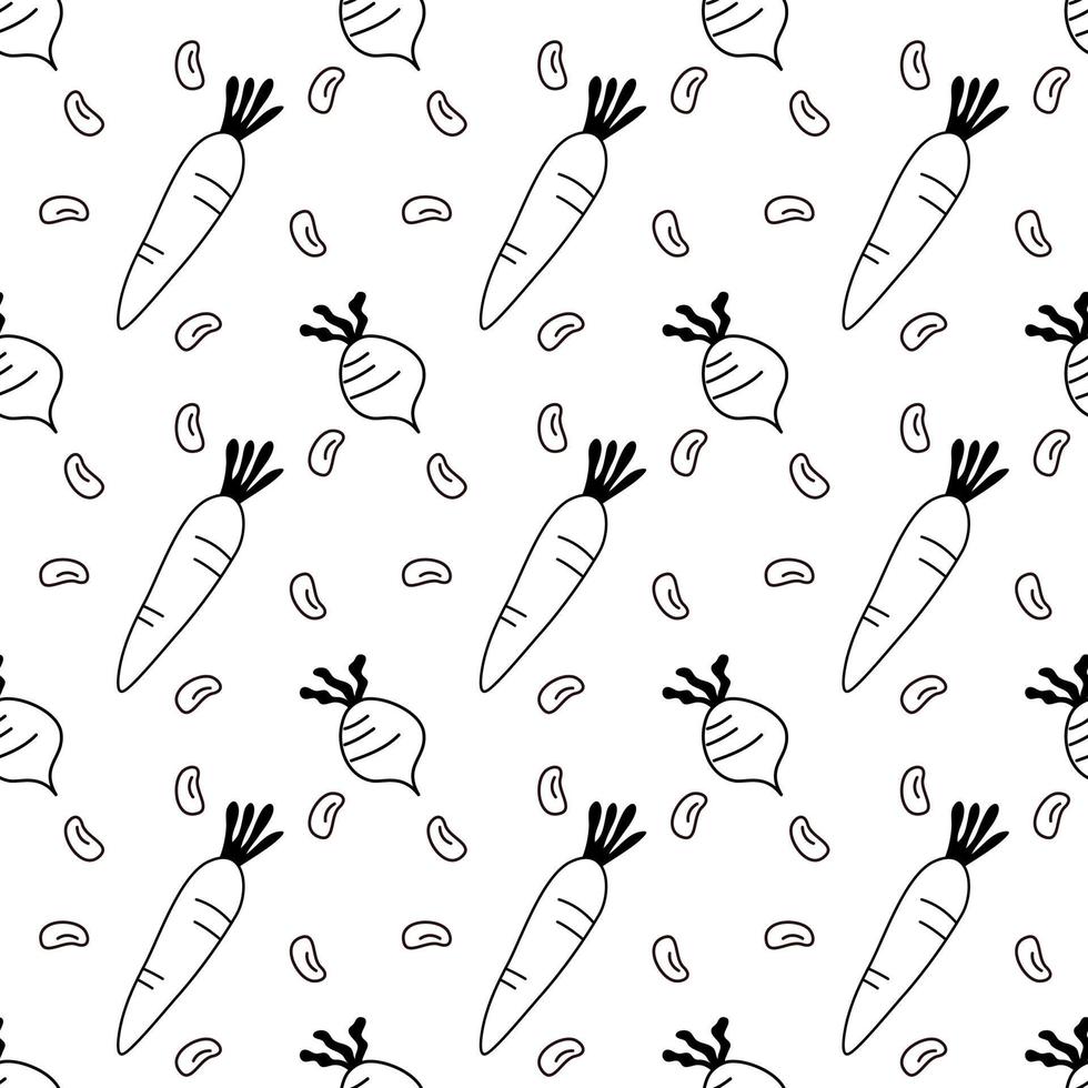 tekening zwart en wit schets met transparant achtergrond, groenten naadloos patroon. vector