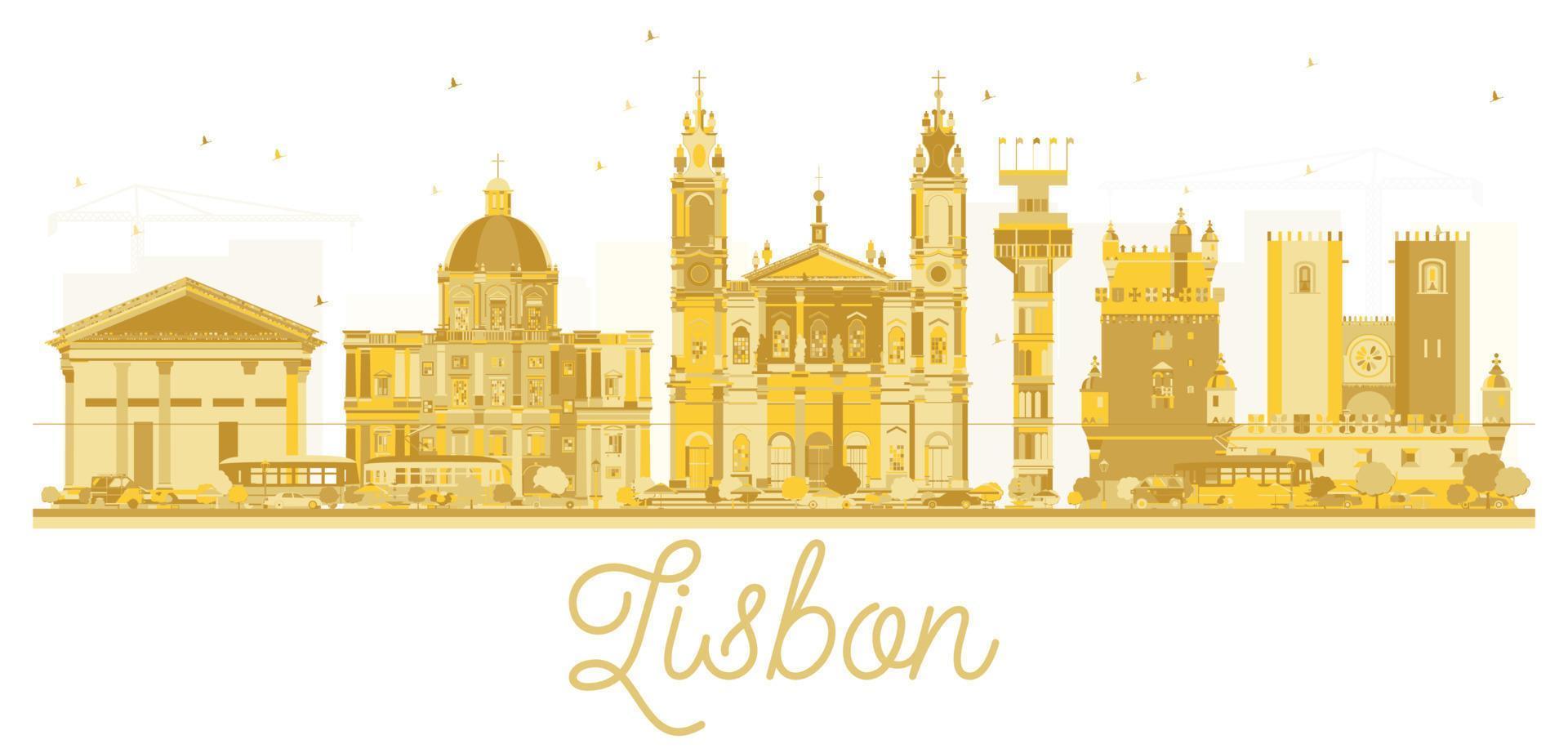 Lissabon stad skyline gouden silhouet. vector