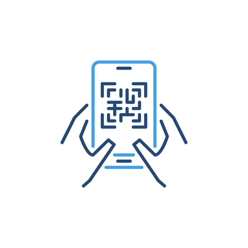 telefoon met qr code in handen vector concept gekleurde icoon