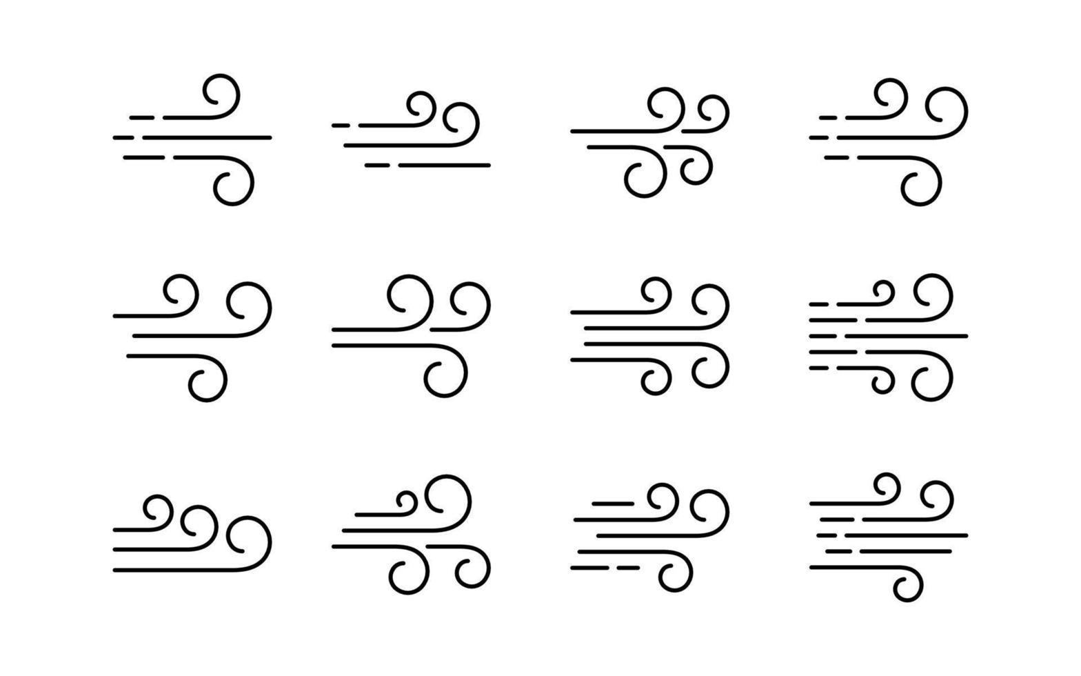 wind blazen lijn icoon. lucht stromen vlak teken. symbool van winderig het weer. klimaat web ontwerp element. krullen lijn icoon. vector illustratie geïsoleerd Aan wit achtergrond. bewerkbare beroerte