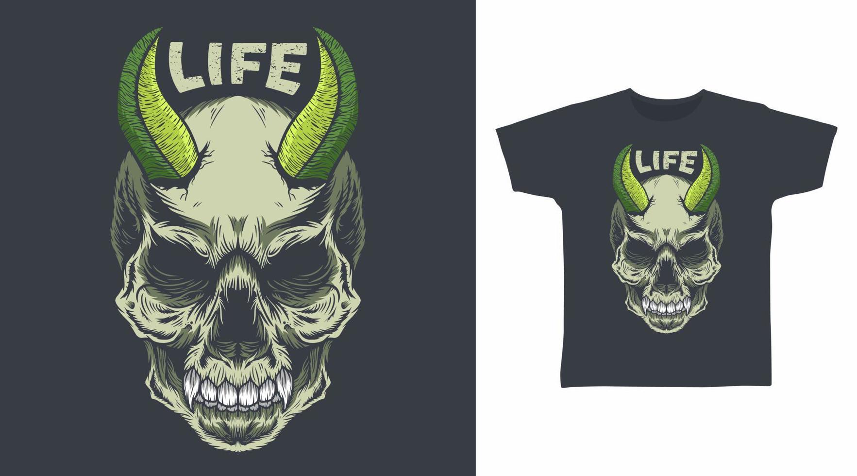 duivel schedel hoofd gedetailleerd vector illustratie t-shirt ontwerp