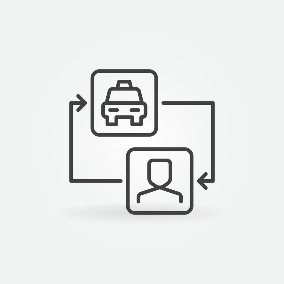 taxi en passagier vector concept schets icoon of symbool