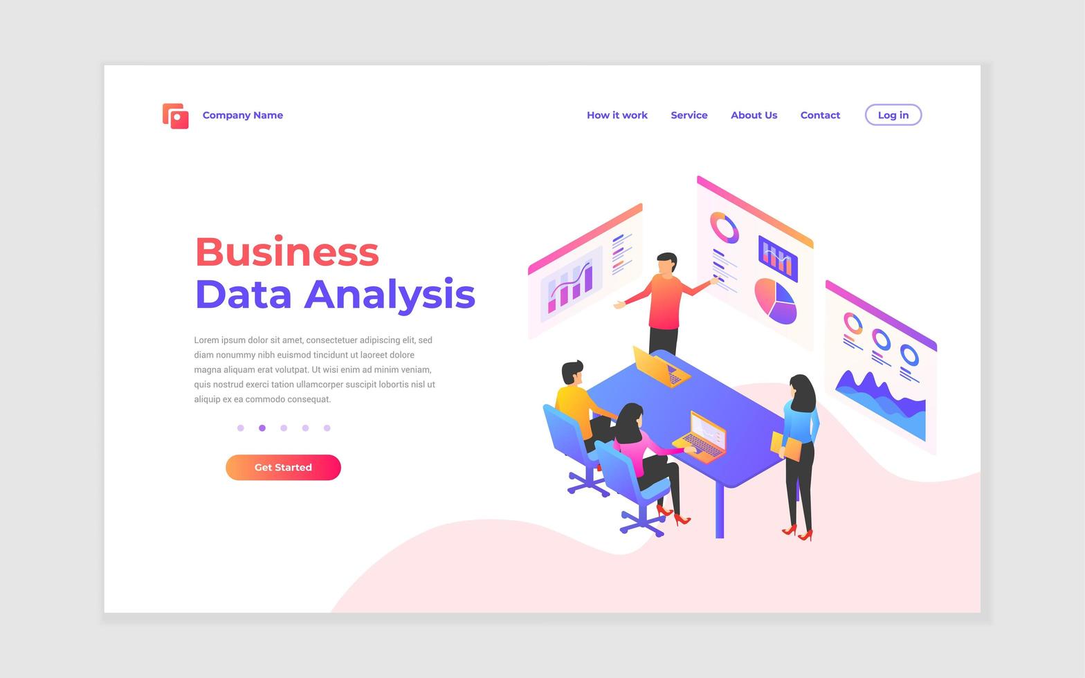 bedrijfsanalyse en bestemmingspagina voor strategie vector