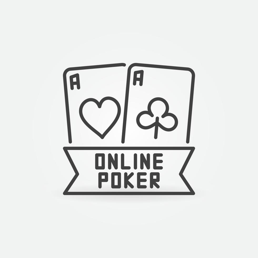 online poker concept vector schets icoon. paar- van azen symbool