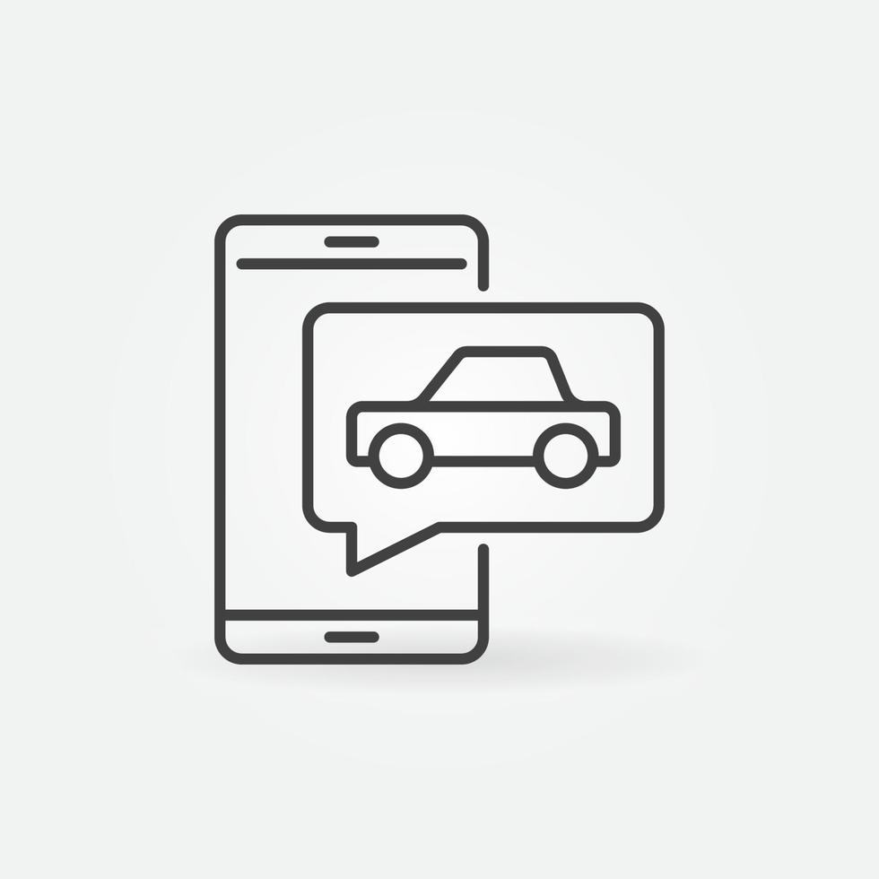 slim telefoon met zelfrijdend auto app vector concept lijn icoon