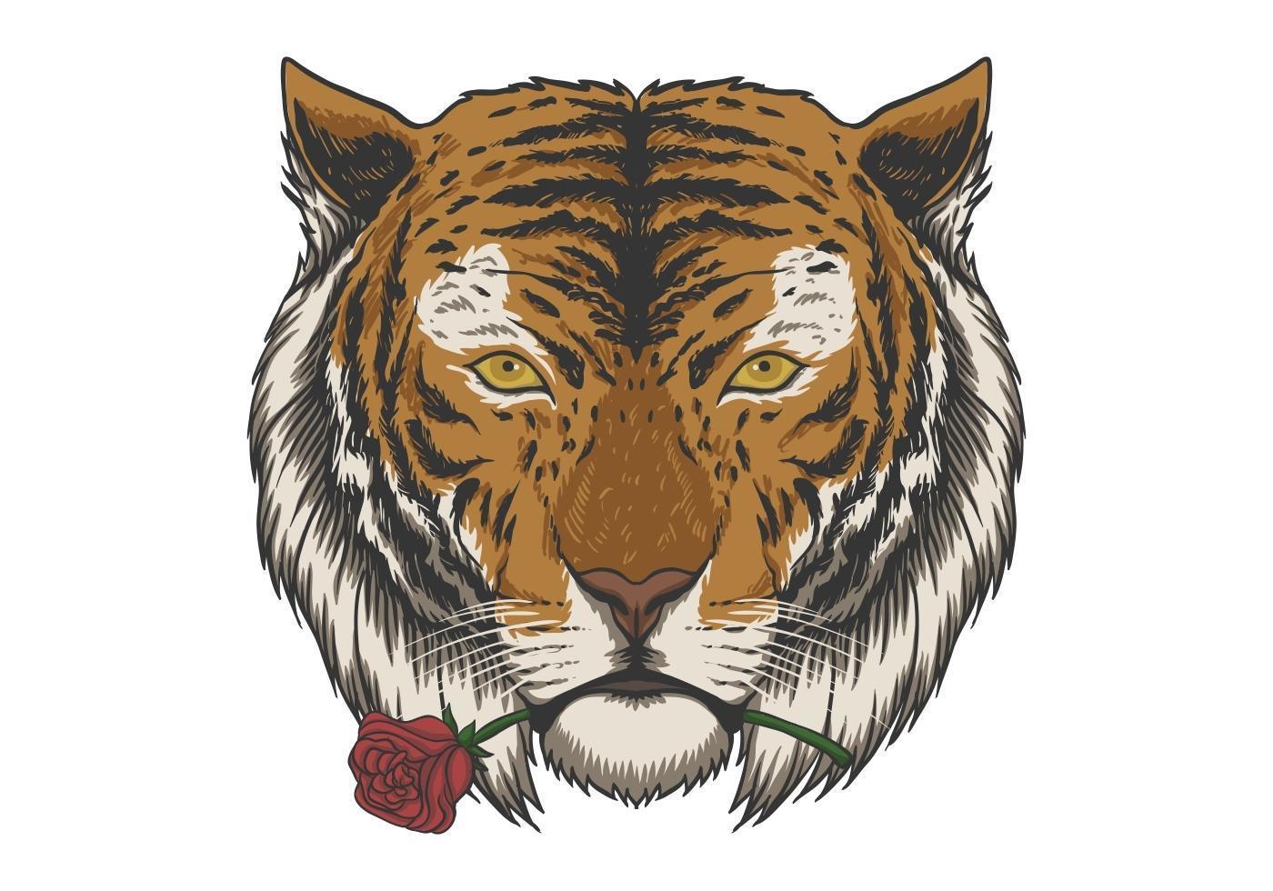 tijger bijten roos illustratie vector