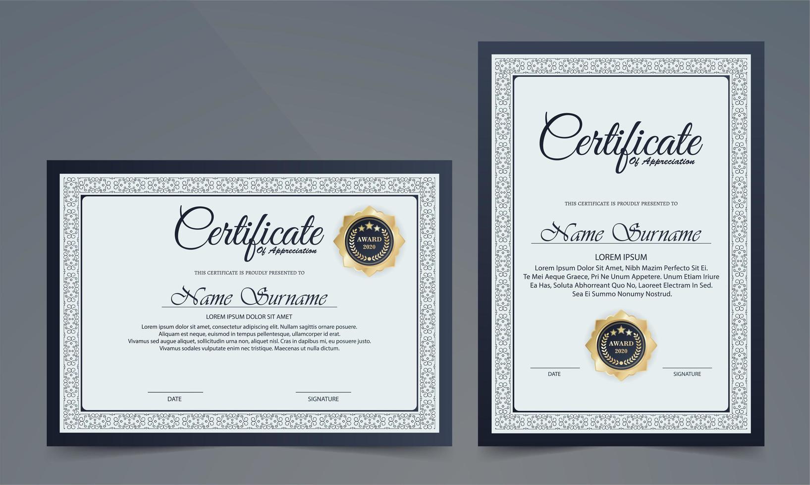 decoratieve rand certificaatset vector