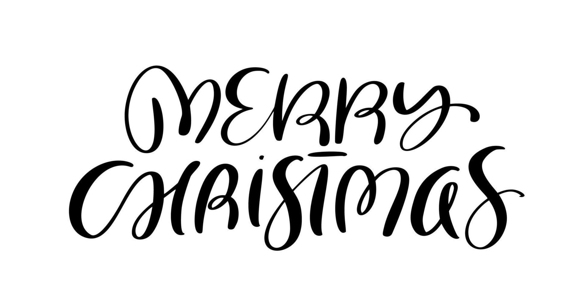 merry christmas hand belettering kalligrafie tekst geïsoleerd op een witte achtergrond. vector vakantie illustratie element offerte. kalligrafische zin van het kerstscript