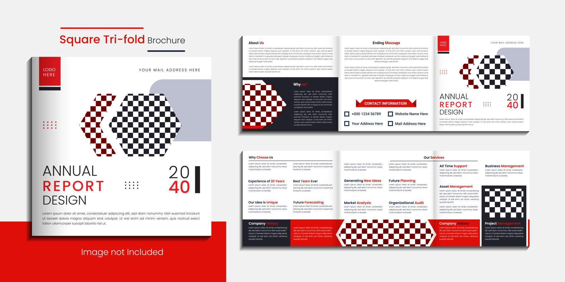 creatief zakelijke plein drievoud brochure brochure ontwerp met minimaal vormen vector