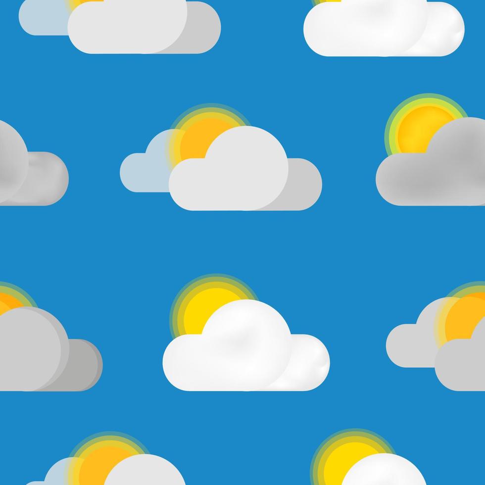 zon wolk naadloos patroon in vlak stijl vector