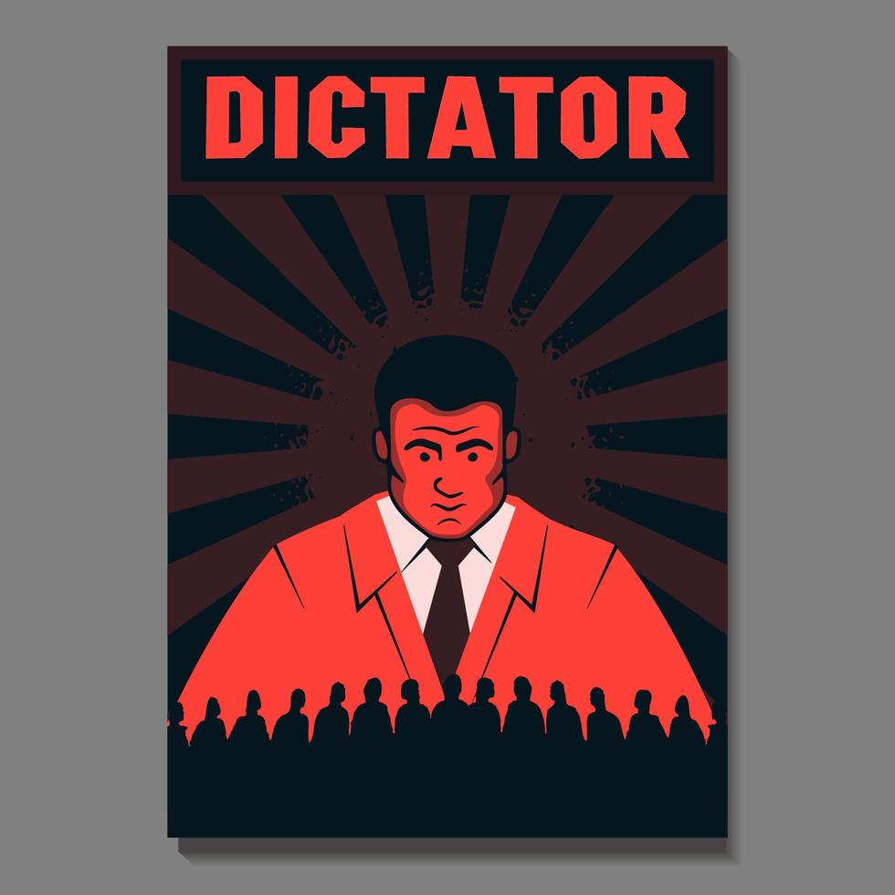 een plakkaat met een politicus op zoek Bij een menigte, een symbool van dictatuur, totalitarisme en autocratie. vector