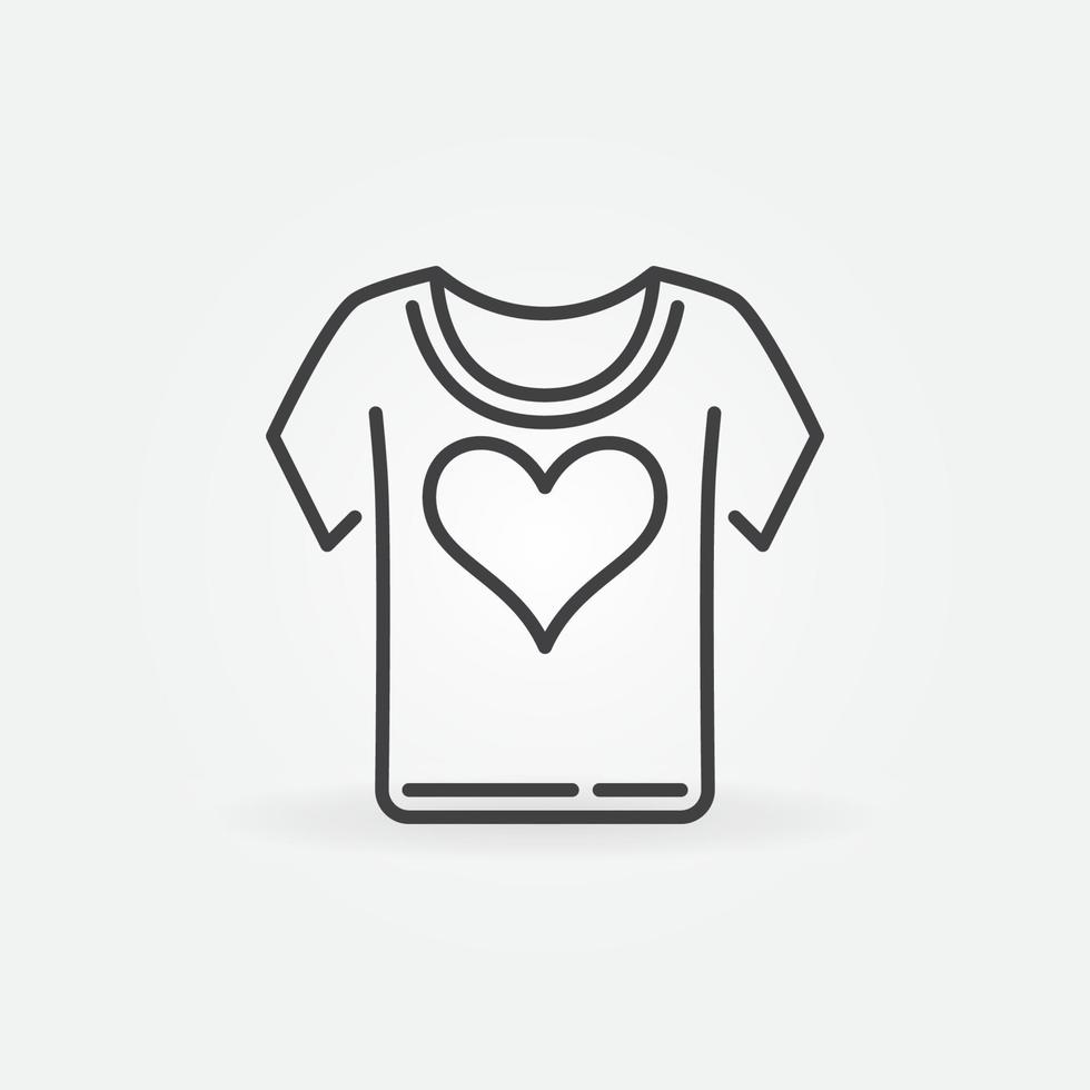 t-shirt met hart lineair vector concept icoon