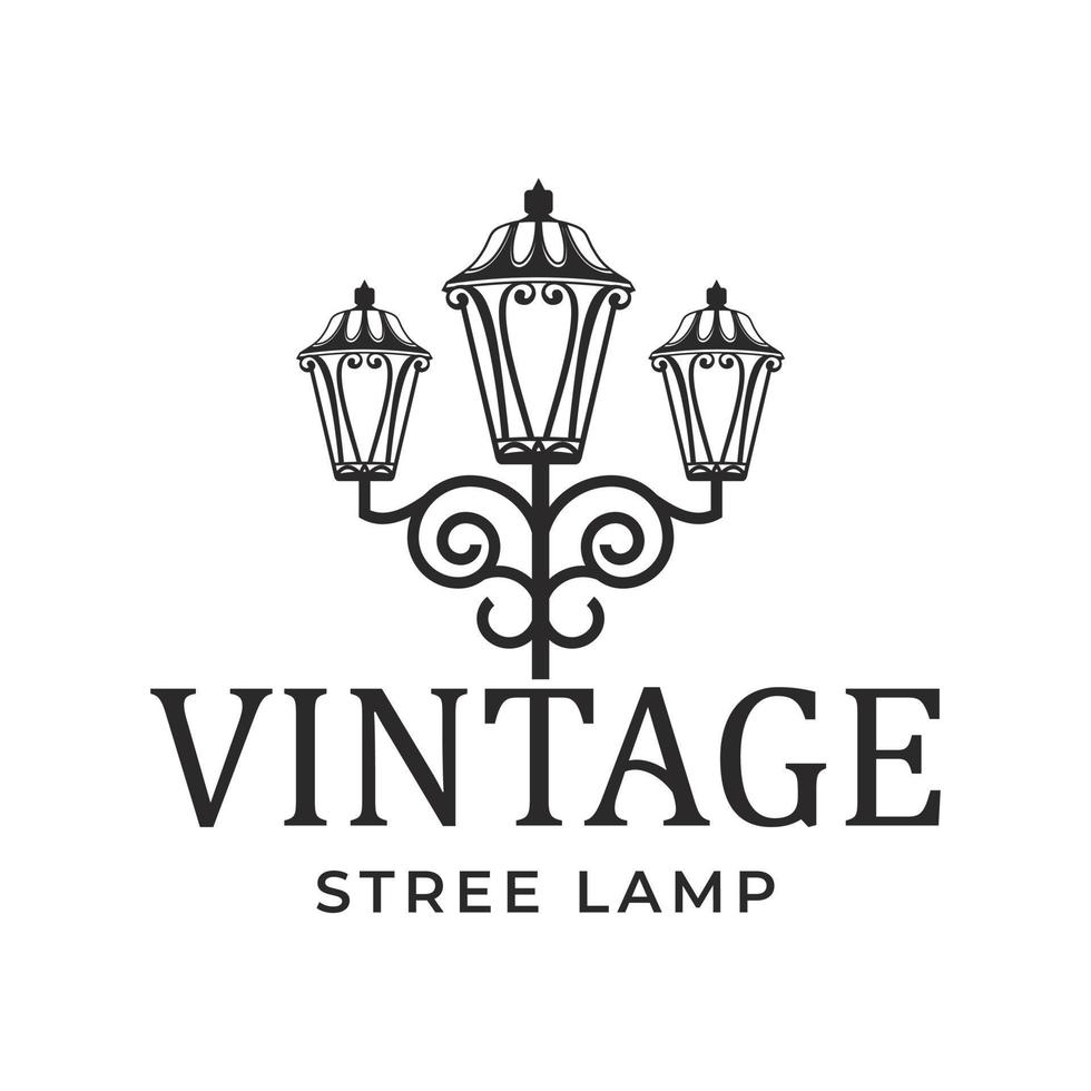 lantaarn post wijnoogst straat licht klassiek restaurant logo ontwerp vector wijnoogst straat licht logo vector symbool ontwerp illustratie