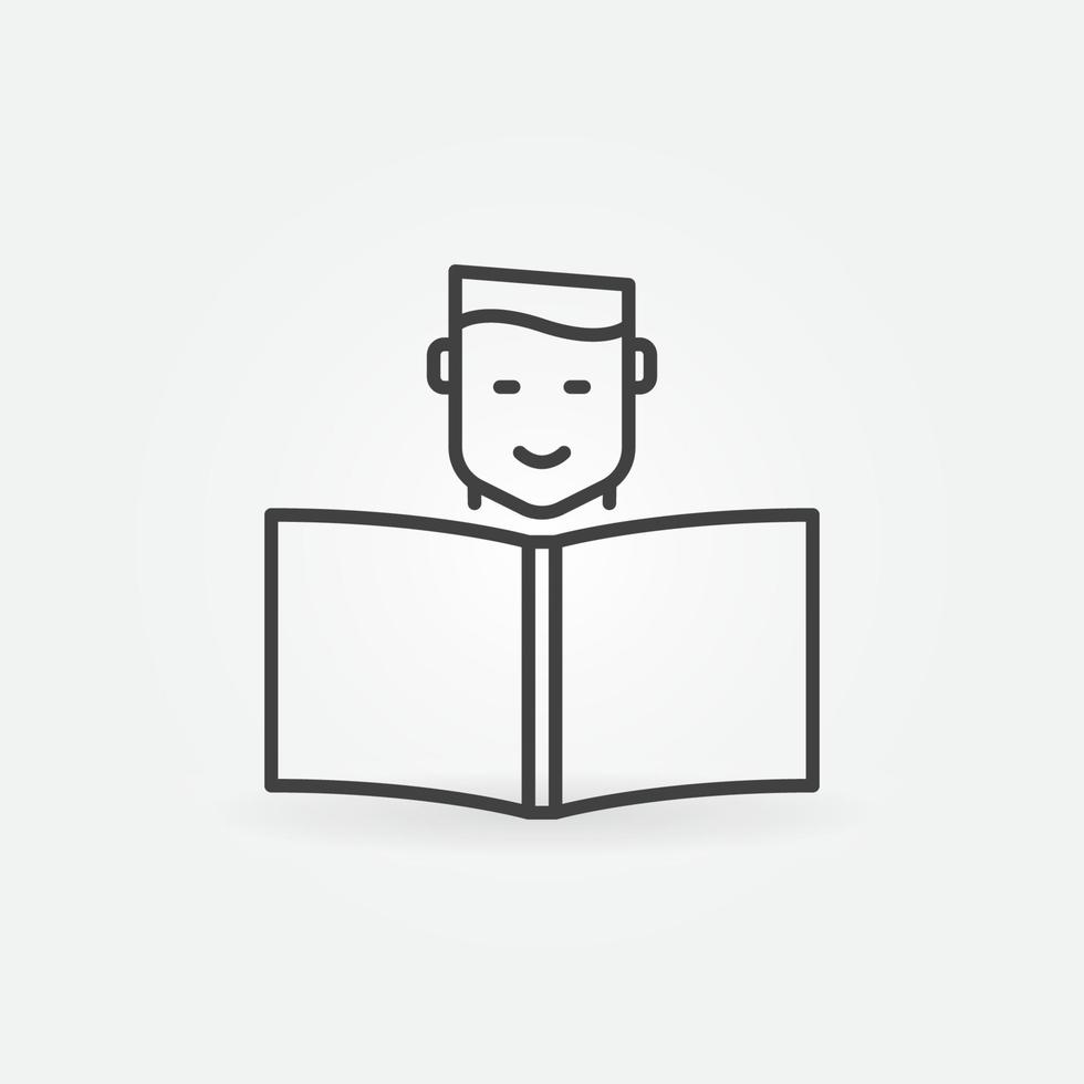 jongen lezing een boek vector concept icoon in dun lijn stijl
