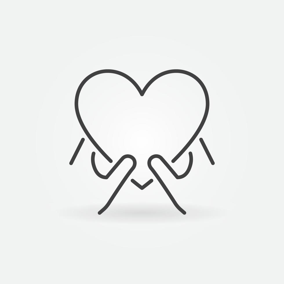 handen met hart schets icoon. liefdadigheid lineair symbool vector